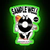 Neon vinyl record player decor lighting home bar entertainment decor.