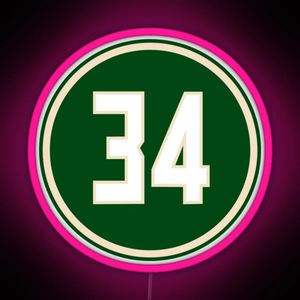 Ray Allen Number 34 Jersey Milwaukee Bucks Inspired RGB Neon Sign