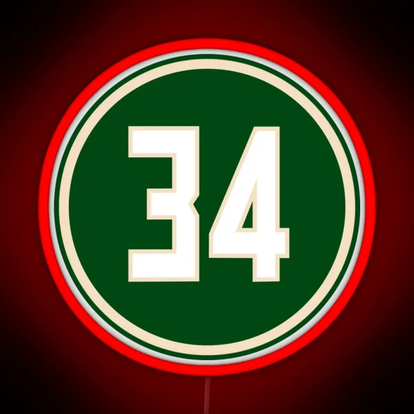 Ray Allen Number 34 Jersey Milwaukee Bucks Inspired RGB Neon Sign