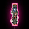 Resident Evil 2 game title illuminated by vibrant colorful neon lights