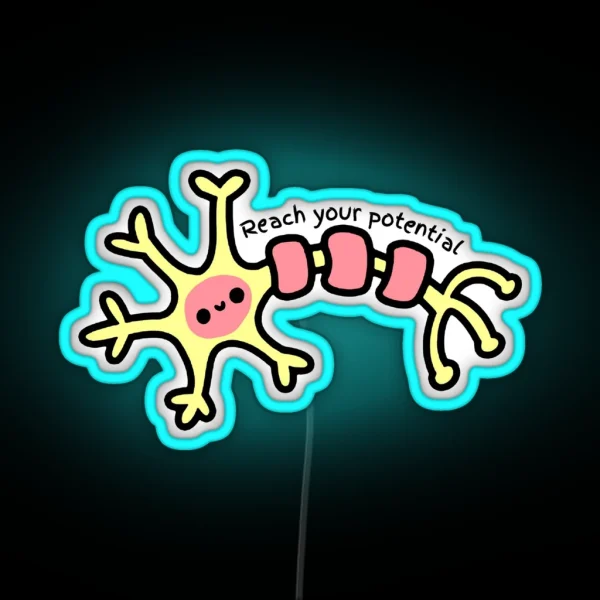 Reach Your Potential Cute Neuron Psychology Design RGB Neon Sign