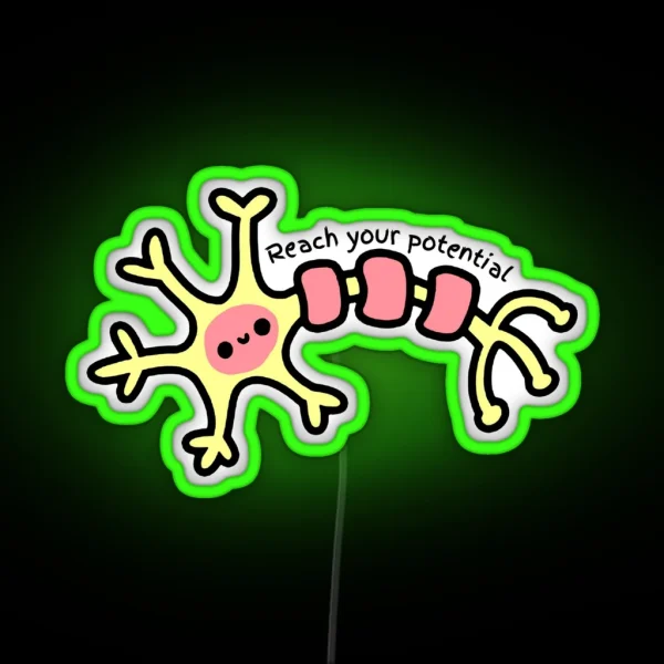 Reach Your Potential Cute Neuron Psychology Design RGB Neon Sign