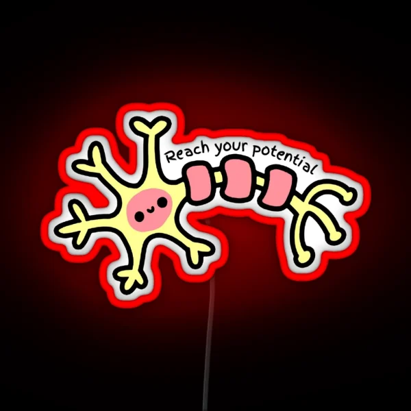 Reach Your Potential Cute Neuron Psychology Design RGB Neon Sign
