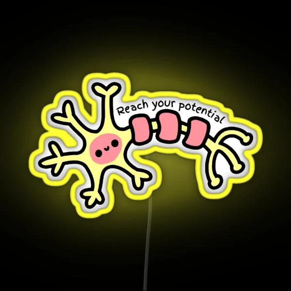 Reach Your Potential Cute Neuron Psychology Design RGB Neon Sign