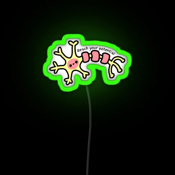 Reach Your Potential Cute Neuron Psychology RGB Neon Sign