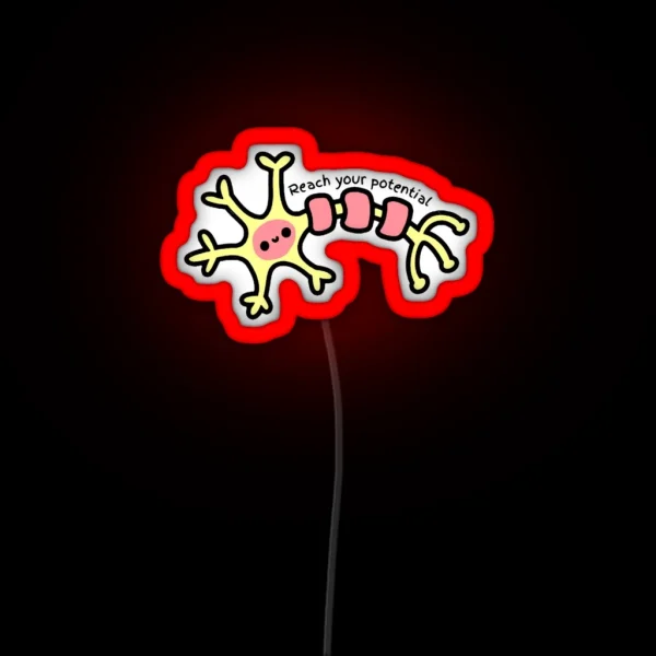 Reach Your Potential Cute Neuron Psychology RGB Neon Sign