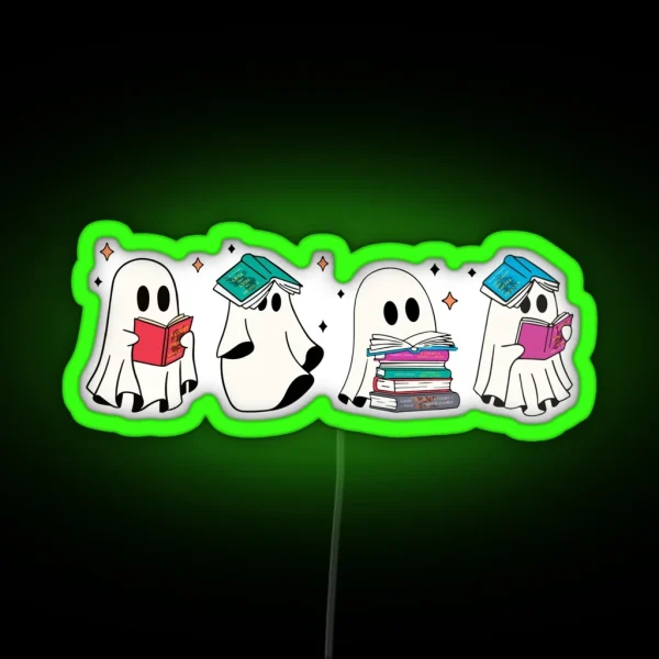 Reading Cute Ghosts Acotar Reading Spooky Book Lovers RGB Neon Sign