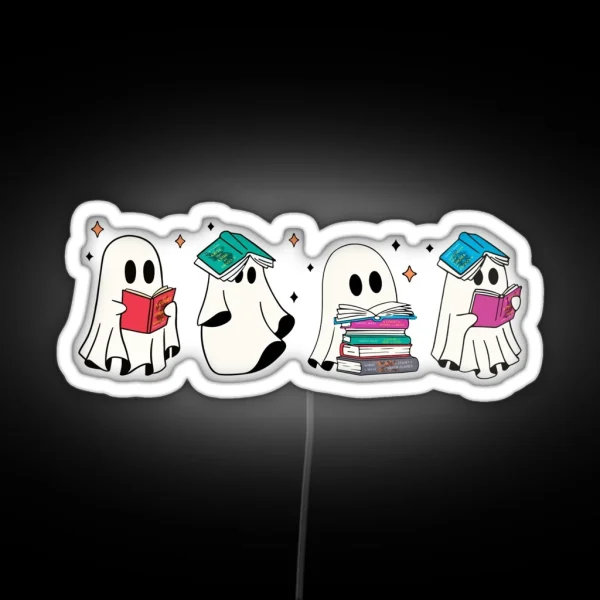 Reading Cute Ghosts Acotar Reading Spooky Book Lovers RGB Neon Sign