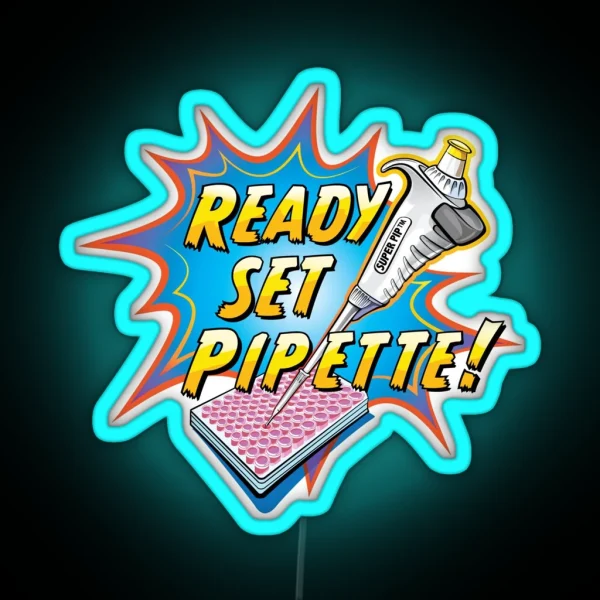 Ready Set Pipette Comic Cartoon Of RGB Neon Sign