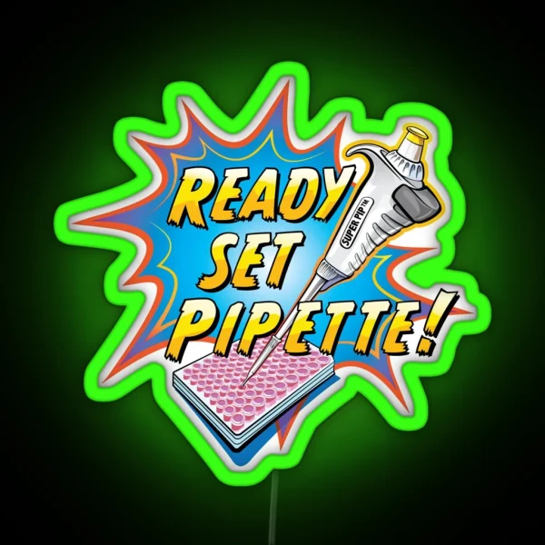 Ready Set Pipette Comic Cartoon Of RGB Neon Sign