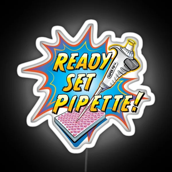 Ready Set Pipette Comic Cartoon Of RGB Neon Sign