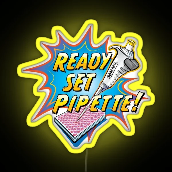 Ready Set Pipette Comic Cartoon Of RGB Neon Sign