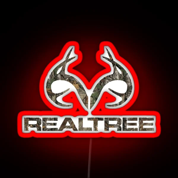 Real Tree Camo Antlers 8 Point Buck RGB Neon Sign