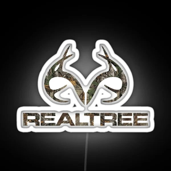 Real Tree Camo Antlers 8 Point Buck RGB Neon Sign
