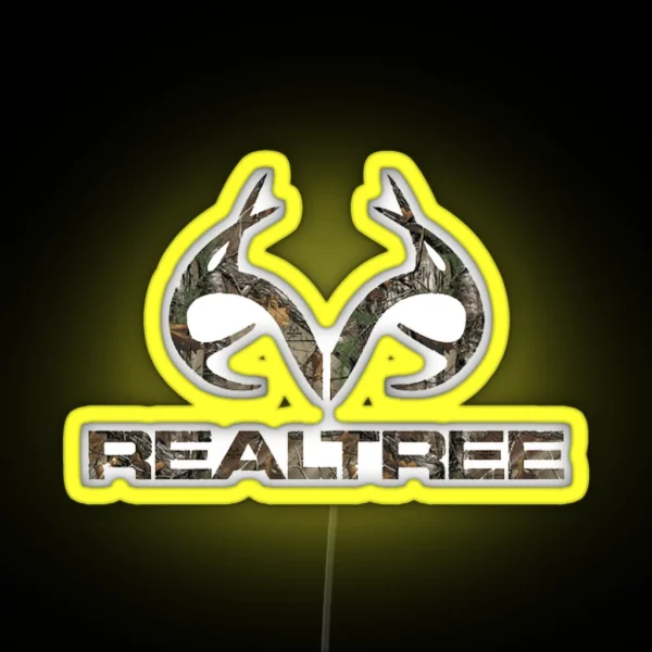 Real Tree Camo Antlers 8 Point Buck RGB Neon Sign