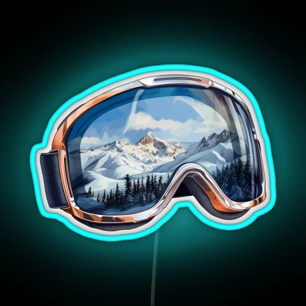 Realistic Ski Goggles Sledding Goggles Winter Sports RGB Neon Sign