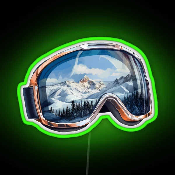 Realistic Ski Goggles Sledding Goggles Winter Sports RGB Neon Sign