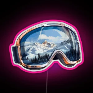 Realistic Ski Goggles Sledding Goggles Winter Sports Mountain Reflection RGB Neon Sign