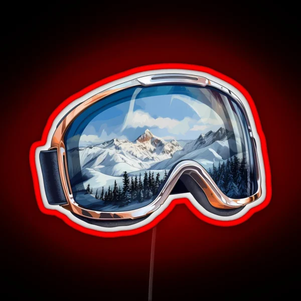 Realistic Ski Goggles Sledding Goggles Winter Sports RGB Neon Sign