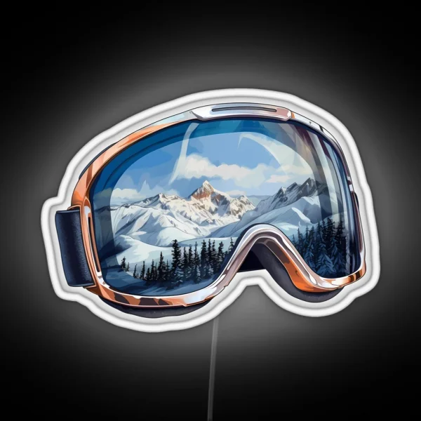 Realistic Ski Goggles Sledding Goggles Winter Sports RGB Neon Sign