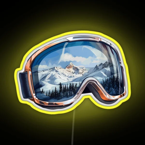 Realistic Ski Goggles Sledding Goggles Winter Sports RGB Neon Sign
