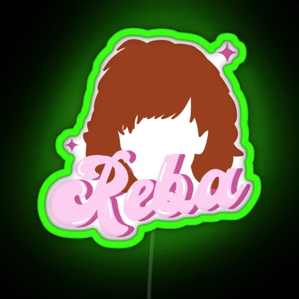Reba Hair Cartoon Portrait RGB Neon Sign
