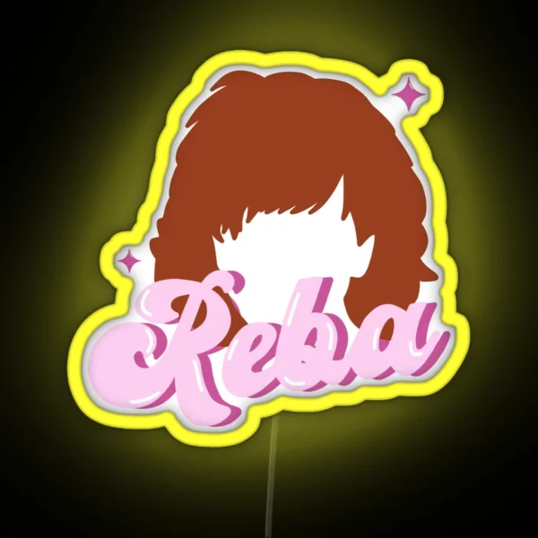 Reba Hair Cartoon Portrait RGB Neon Sign