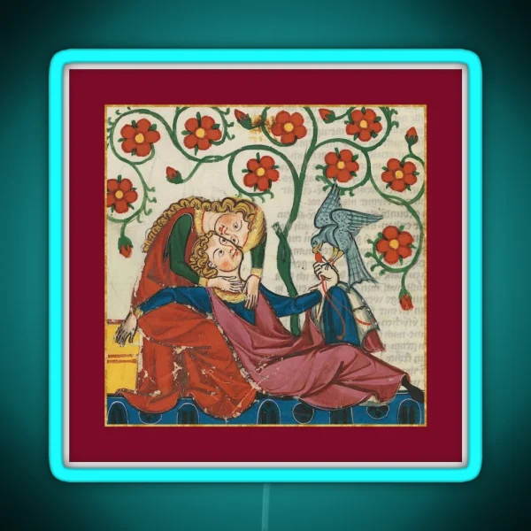 Reclining Lovers Medieval Illumination RGB Neon Sign