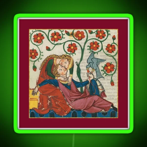 Reclining Lovers Medieval Illumination RGB Neon Sign
