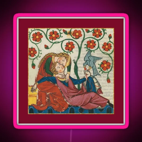 Reclining Lovers Medieval Illumination RGB Neon Sign