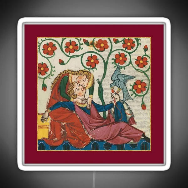Reclining Lovers Medieval Illumination RGB Neon Sign