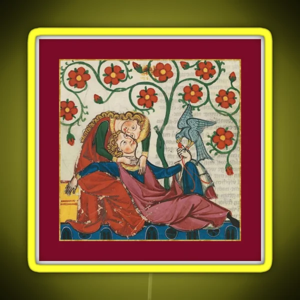 Reclining Lovers Medieval Illumination RGB Neon Sign