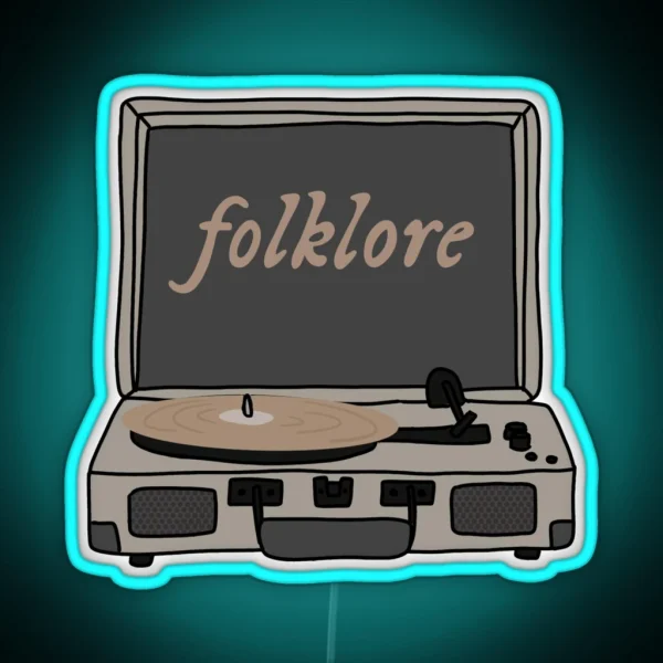 Record Player Folklore RGB Neon Sign