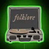 Retro record player nostalgia illuminated with vibrant RGB neon lighting.