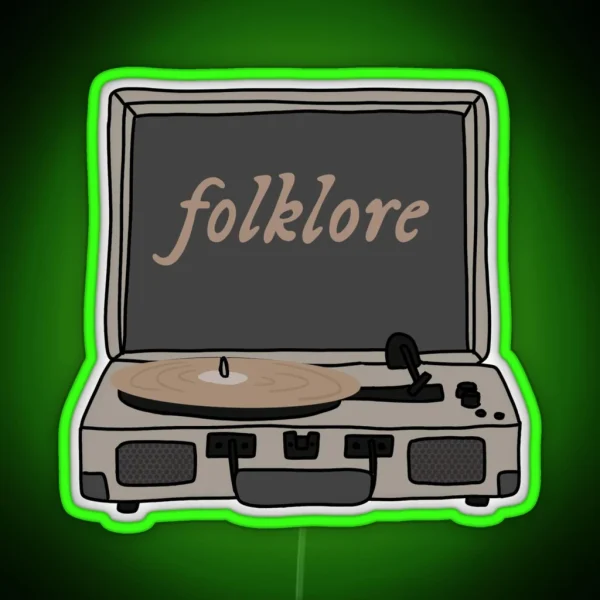 Record Player Folklore RGB Neon Sign