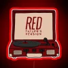 Vintage Record Player with Red Taylor's Version in Neon Colorful Glow