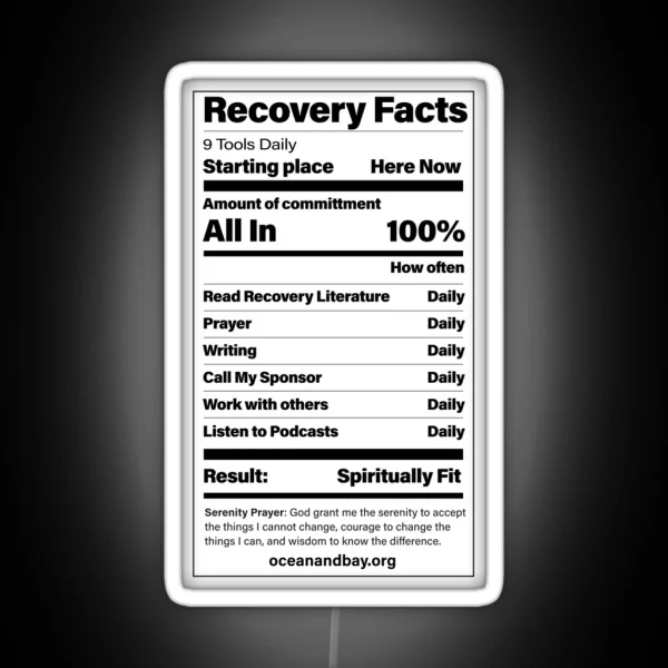 Recovery Facts A Clever Daily Reminder Of The Actions Necessary To Stay Spiritually Fit RGB Neon Sign