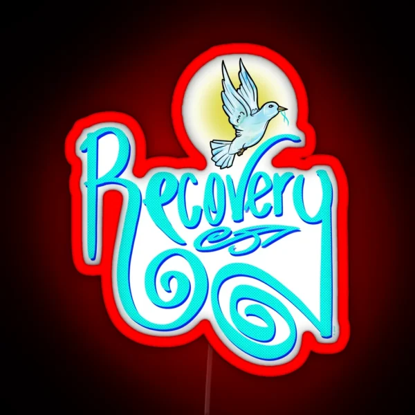 Recovery Lettering With Dove RGB Neon Sign