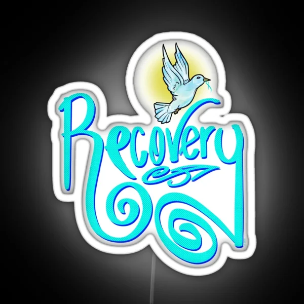 Recovery Lettering With Dove RGB Neon Sign