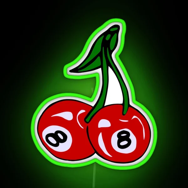 Red 8 Ball Cherries RGB Neon Sign