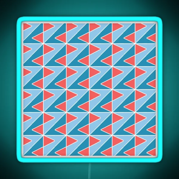Red And Blue Mid Century Modern Pattern RGB Neon Sign