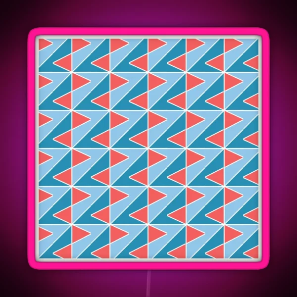 Red And Blue Mid Century Modern Pattern RGB Neon Sign