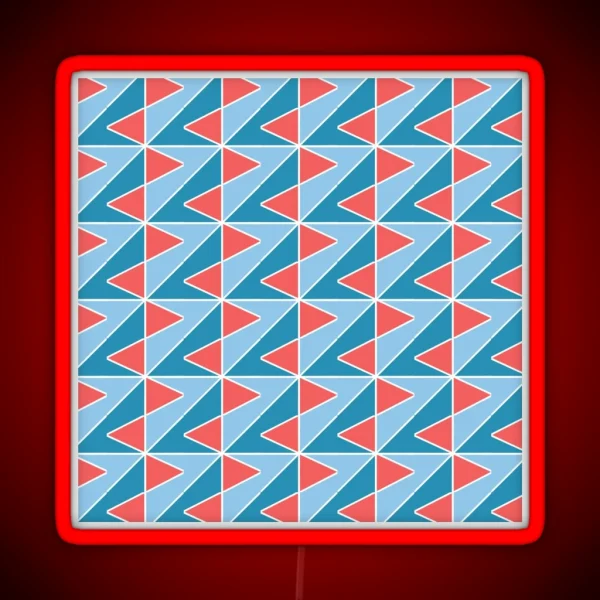 Red And Blue Mid Century Modern Pattern RGB Neon Sign