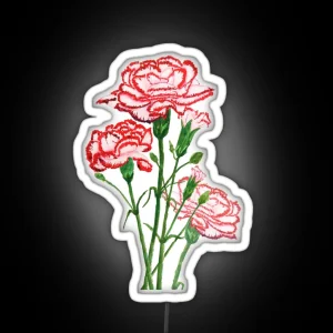 Red And Pink Carnation Watercolor Painting RGB Neon Sign