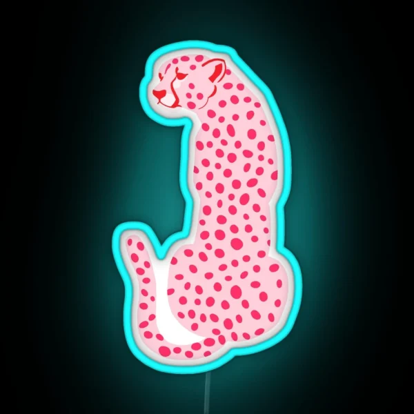 Red And Pink Cheetah Leopard RGB Neon Sign