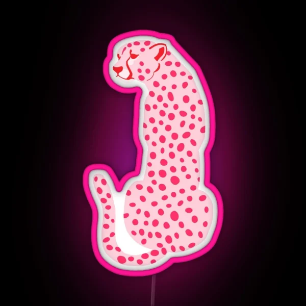 Red And Pink Cheetah Leopard RGB Neon Sign