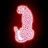 Vibrant red and pink cheetah leopard design in neon lighting.