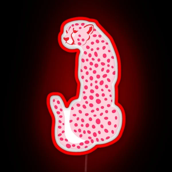 Red And Pink Cheetah Leopard RGB Neon Sign