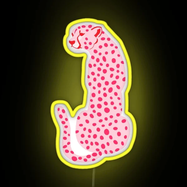 Red And Pink Cheetah Leopard RGB Neon Sign