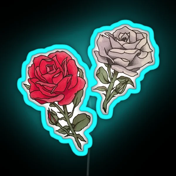 Red And White Roses RGB Neon Sign